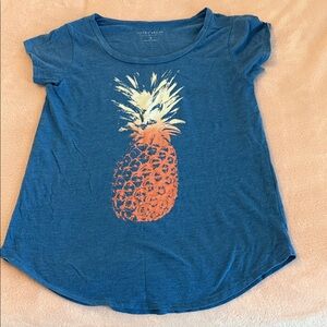 Lucky Brand Blue Tee with Pineapple Print